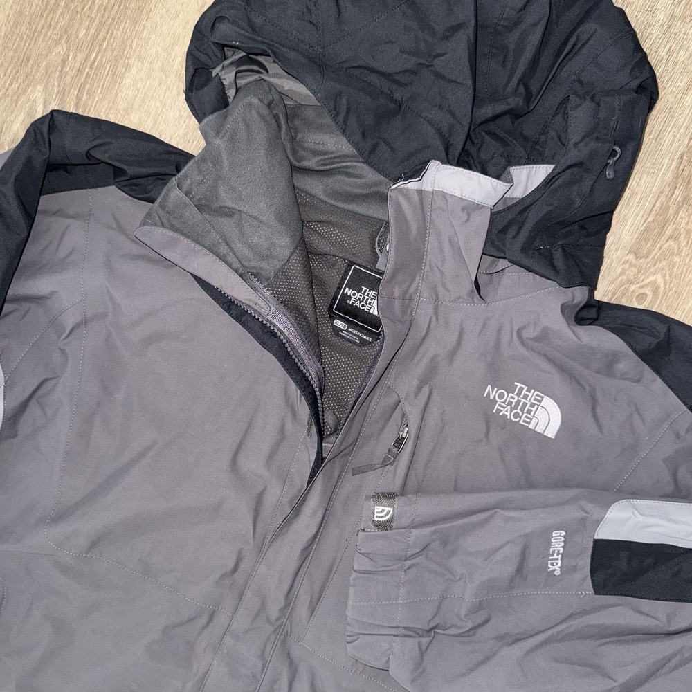 Vintage The North Face Gore Tex Mountain Jacket Men's XL Grey Black Heavy Shell